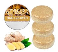 3 Champú Jengibre orgánico solido para el crecimiento del cabello, Champú anticaspa anticaída para hombres ujeres