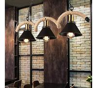 3 Chandeliers Vintage Rope Bar Chandelier 40W3 Industrial Retro Ochre Wrought Iron Hanging Light E26 E27 Bar Cafe Hotel Balcony Decorating Chandelier Ceiling Light
