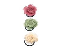 3 cintas elásticas para el pelo hechas a mano con diseño de rosas de goma, diademas florales para coleta, accesorios para mujeres y niñas