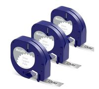 3 Cintas Plásticas Plateadas Sustitutivas Recambio para Dymo LetraTag