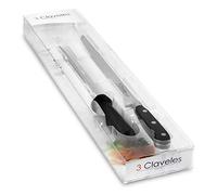 3 Claveles 1700 - Set de cuchillo jamonero (25 cm) + chaira + CD
