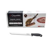 3 Claveles 28013 Set, Soporte para jamón + Cuchillo Jamonero 25cm, Multicolor