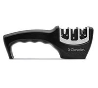 3 Claveles - Afilador de Cuchillos, 3 Pasos: preparación, Afilado Grueso y Afilado Fino, Diamante y cerámica, 20 cm, Negro