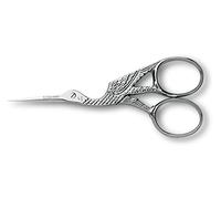 3 Claveles Cigueña - Tijera de Bordar con forma de cigueña, acero carbono, de 10 cm - 4" para labores de bordado e hilo