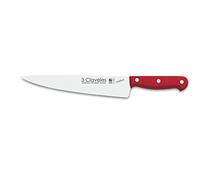 3 CLAVELES Cuchillo Cocinero Uniblock de 25 cm, Acero Inoxidable, Rojo, 45.5x6x2 cm