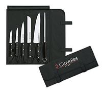 3 Claveles Juego, 5 Cuchillos + Chaira + Estuche de Transporte, Línea Uniblock, Acero Inoxidable, Negro, 0 cm