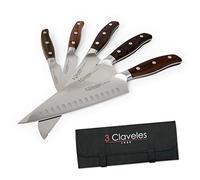 3 Claveles - Juego de 5 Cuchillos Profesionales en Acero Inoxidable Gama NORDEN, Selección Super Chef, Incluye Estuche