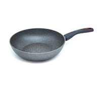 3 Claveles Sartén Wok de 28 cm de Diámetro - Aluminio Forjado de Inducción por Puntos - Antiadherente - Mango de Baquelita - Apta para Todo Tipo de Fuegos