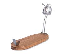 3 Claveles - Soporte Jamonero Plegable, Giratorio 2 Posiciones, Madera de Bambú y Acero Inoxidable - 47 x 18.5 cm