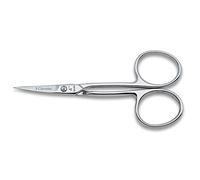 3 Claveles - Tijera de bordar curva de 10 cm - 4", en acero carbono, tijera profesional para labores de bordado e hilo, niquelada
