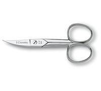 3 Claveles - Tijera Uñas Curva de 9 cm - 3,5", tijeras de manicura profesional, acero carbono, niquelada, para uñas manos - pies