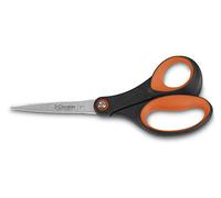 3 Claveles Tijeras Multiusos, Mango Soft Naranja y Negro, Acero Inoxidable-(18cm manualidades, 18 cm (7")