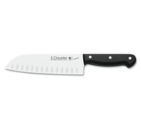 3 CLAVELES Uniblock Cuchillo de Cocina Santoku, Negro, 18 cm - 7"