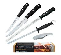 3 Claveles Uniblock - Kit Profesional de Cuchillo Jamonero Deshuesadores Chaira y Pinzas