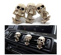 3 clips de ambientador de calavera para coche, decoración gótica, terror, esqueleto de Halloween, accesorios para coche, regalo divertido para hombres y mujeres