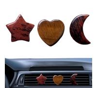 3 clips de ventilación para coche con cristales de, decoración de luna, estrella, corazón, para hombres y mujeres, decoración interior de coche