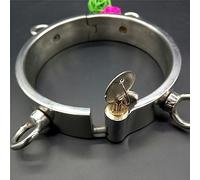 3 cm de alto de acero inoxidable con cerradura 4 anillos pequeños Collar sexual Fetiche Esclavo Restricción Bondage Collares de cuello Castidad Bloqueo de cuello Restricción(11.7cm)