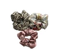 3 coleteros de seda for el pelo 6 cm ancho, grandes, lujo, for mujer, color gris Para cinturón cabello elástico niña rizado fino gr(Color-04)