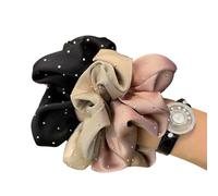 3 coleteros para el pelo con diamantes de imitación y detalles plisados, accesorios de moda para el cabello para uso diario, prácticos coleteros de tela