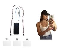 3 collares cuerda art4 100 cm, 1 metro, con 3 enganches plástico transparente o solo 1 enganche para teléfono móvil compatible con funda Samsung, Apple, iPhone funda de cuello para smartphone