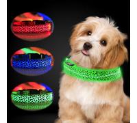 3 collares luminosos para perros recargables: collar impermeable ajustable con 3 modos de iluminación, collar LED para perros pequeños y medianos (32-50 cm)