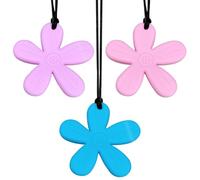 3 collares masticables de silicona con flores adecuados para niños sensoriales, para niños y niñas con autismo, TDAH, ansiedad o SPD, masticadores para niños y adultos