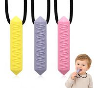 3 Collares Masticables de Silicona para Niños, Colgante Sensorial para Morder con Textura de Cera, Juguete para Aliviar la Ansiedad y Estimulación Sensorial, Ideal para Autismo y Bebés