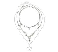 3 collares multicapa para mujer, collar con flecos de estrella hueca, gargantilla bohemia con hebilla Y2K OT, gargantilla bohemia con hebilla de paz, joyería