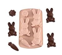3-Color Silicone Easter Bunny Chocolate Candy Baking Mold | 6.7x11.6 Inch Flexible Spring Treat Tray | Grey Pink Blue Non-Stick Baking Pan | DIY Resin Candle Soap Jelly Mold