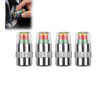 3 Color Tire Pressure Alert Caps-Tire Pressure Monitoring Caps 2.4Bar 36PSI Tires Pressures Gauge Valve Capss for Cars, SUVs, Trucks, Motorcycles, BicyclesC (4pcs,Silver)