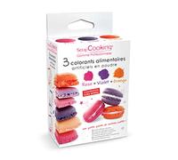 3 colorantes alimentarios - naranja, púrpura, rosa