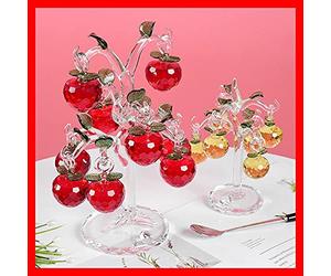 3 Colores Árbol de manzanas de cristal con manzanas Figuras SunCatcher Decor Showpiece para buena suerte Prosperidad de riqueza-Rojo_8 cuelga_CHINA