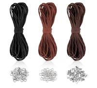 3 colores de cuero para cadenas, 10 m x 3 mm, cordón de piel con cierre, para manualidades, cuero, cuerda de ante sintético, cadena de cuero para manualidades, pulseras, collares, joyas, artesanía