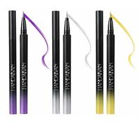 3 Colores Delineador de Ojos con Brillo Metálico, Eyeliner Líquido Waterproof de Alta Pigmentación Perdurable Y Antimanchas Plata Púrpura y Amarillo para Maquillaje Creativo y de Fiesta