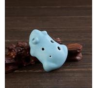 3 colores Ocarina 6 agujeros pequeña Ocarina Alto C tono principiante Ocarina recuerdo turístico colgante de cerámica (Color : Blue)