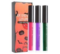 3 colores rojo, violeta, verde mate, brillo de labios resistente al agua, resistente al agua, Halloween, cosplay, labios, maquillaje antiadherente