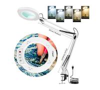 3 Colors LED Magnifying Glass 72LED 8X/10X New Illuminated Magnifier USB for Soldering Iron Repair/Table Lamp/Skincare Beauty(Long Version-White)