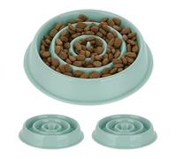 3 Comederos Perro Anillos Antivoracidad, Cuenco Canino Antiestrés, Bol Antiansiedad, Apto Lavavajillas, 400 ml, Azul