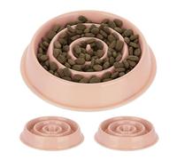 3 Comederos Perro Anillos Antivoracidad, Cuenco Canino Antiestrés, Bol Antiansiedad, Apto Lavavajillas, 400 ml, Rosa