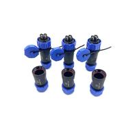 3 conectores de aviación SP21 de 2 pines, IP68 de 2 pines, sin soldadura, conector de aviación impermeable para lámparas exteriores, utiliza 500 V 30 A (cable de 12 AWG engarzado)
