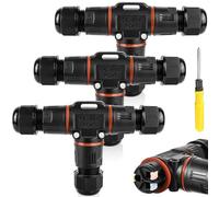 3 conectores de cable de 3 polos, resistentes al agua IP68, conector de cable en forma de T, resistente al agua de 3 pines, manguito de conexión para cable de 3 a 12 mm de diámetro, caja de derivación