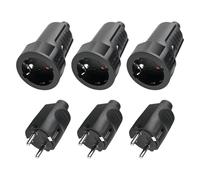 3 conectores Schuko de acoplamiento: Sporgo macho de 230 V IP44 para exteriores, protección de contacto con protección contra torceduras, 2 polos, 16 A y 3,7 kW, de goma para exteriores, 230 V, color