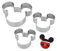 3 cortadores de galletas de Mickey Mouse, formas de cara de Mickey Mouse, moldes de galletas temáticas, cortador de metal de acero inoxidable para niños, fiesta de cumpleaños, vacaciones, baby shower