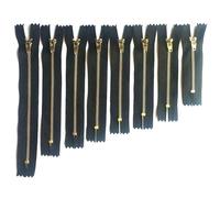 3# Cremallera metálica con cierre automático para coser pantalones vaqueros, calzado y faldas vaqueras 8/10/11/12/13/15/18/20 cm,10 piezas negras,18 cm