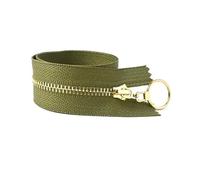 3 cremalleras metálicas n.° 3 de 40-70 cm con cierre automático en el extremo abierto para reparar bolsillos de bolsos y ropa,2-Verde militar dorado,50 cm