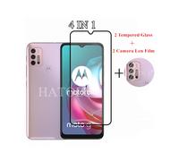 (3 cristales y 3 lentes para Moto E20) Cristal templado para protector de pantalla Motorola Moto G30 Lente de