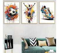 3 Cuadros Decoracion Salon Modernos Para Pared Sobre Lienzo Póster Graffiti Acuarela Fútbol Maestro Zapatos Vibrante Sport Impresiones Artísticas Regalo Hombres Niño Niños Dormitorio Galería Pasillo A