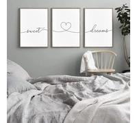 3 Cuadros Decoracion Salon Pared Sobre Lienzo Póster Moderno Abstracto Negro Líneas Blancas Sweet Love Dreams Minimalista Impresiones Artísticas Pared Regalo Dormitorio Galería Pasillo imágenes, 40x60