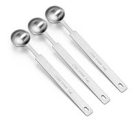 3 cucharas medidoras (1/3 cucharada, 5 ml), cuchara medidora individual de acero inoxidable, cucharas medidoras individuales de mango largo, cucharadita de metal para cocina, té, sopa, ingredientes