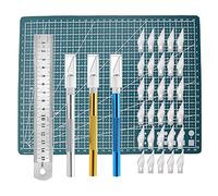 3 cuchillas de precisión con 30 cuchillas de repuesto, cuchillo de bricolaje, cuchillo de hobby, cuchillo de tallar, para película de ventana y película protectora de pintura (rojo)
